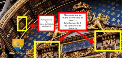 Monogramme de Marie de Médicis et Henri IV et Monogramme de Diane de Poitiers et Henri II