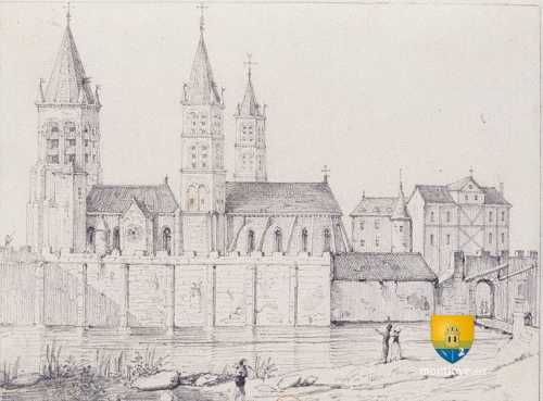 Eglise Saint-Germain-des-Prés, Abbaye et sa fortification aujourd&#039;hui disparue. Epoque inconnue.