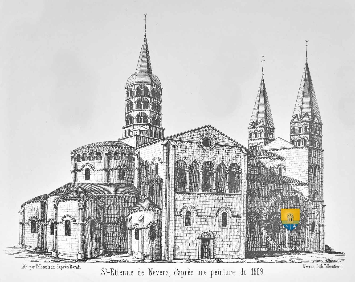 Eglise Saint Etienne de Nevers au XVIIe siècle, avant qu'elle soit dégradée par la révolution française