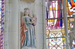 Vierge Et Enfant Statue Polychrome