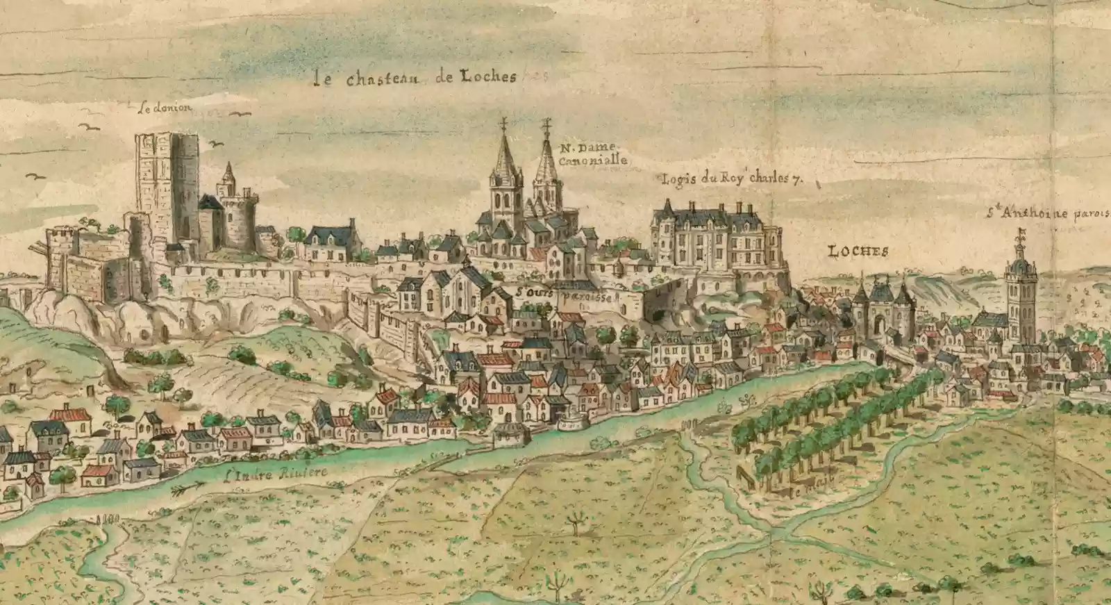 1699 donjon de Loches Chateau et Cite Medievale gravure dessins