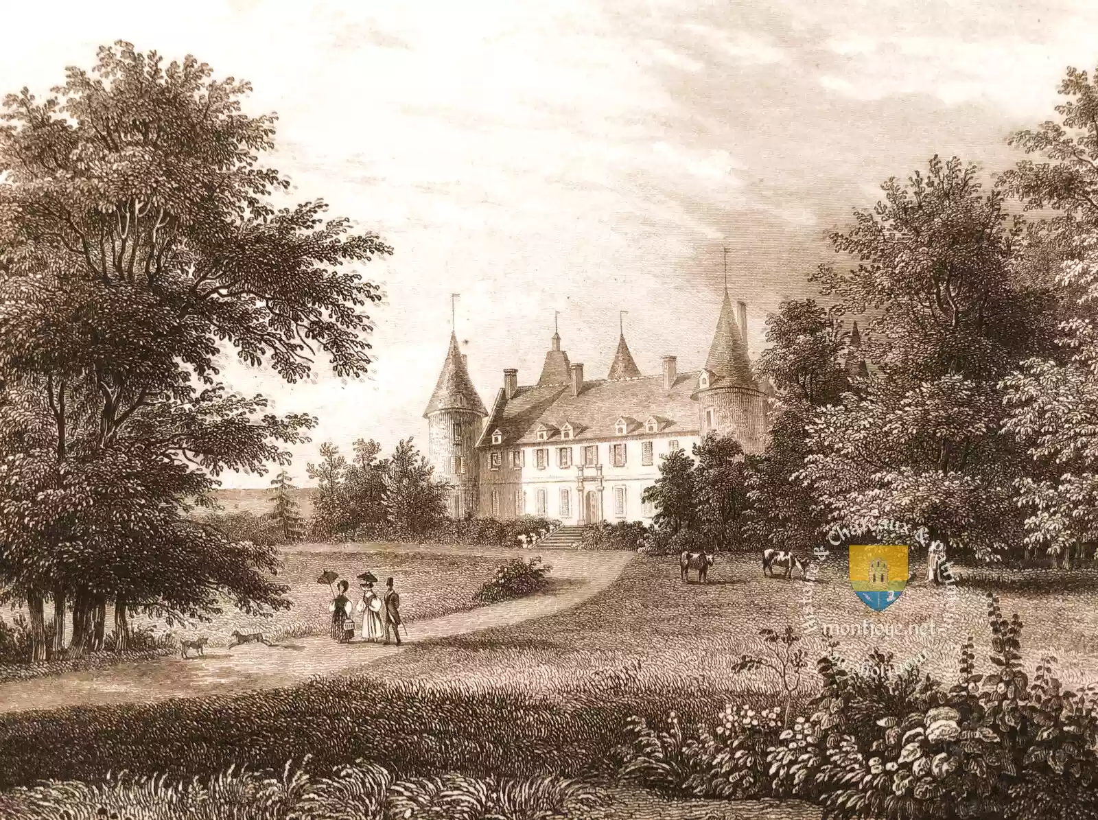gravure chateau de lierville XIXe