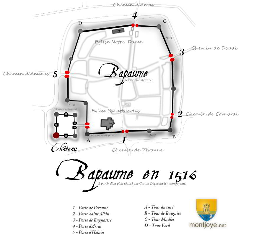 plan bapaume 1516 chateau ville