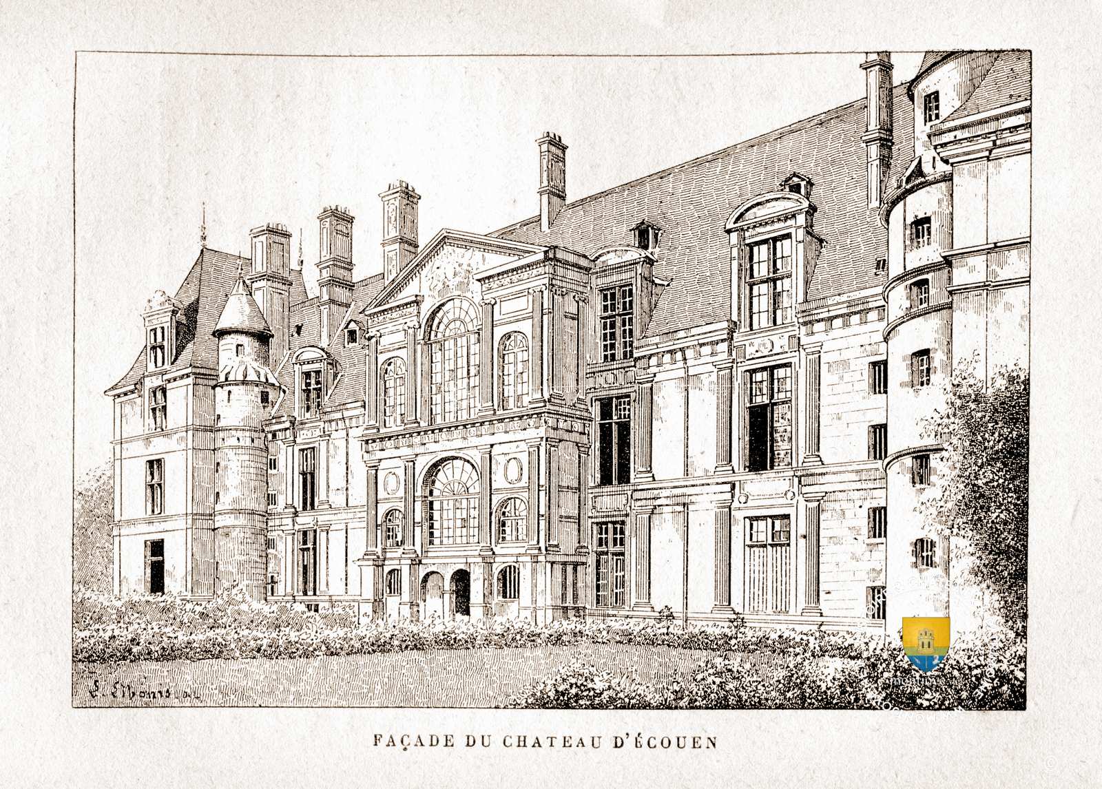 Gravure château Ecouen, XIXe siècle