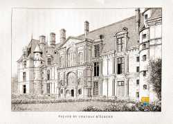 Gravure Facade Chateau Ecouen XIXe 