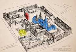 Abbaye de Saint-Germain-des-Prés, plan d e l'abbaye au XVIIIe.  Abbaye Saint Germain Des Pres XVIIIe