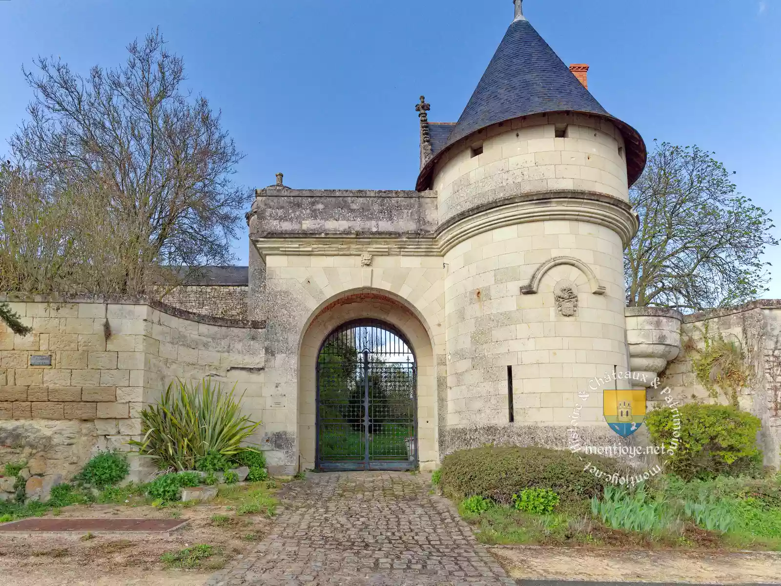 Belle porte du XVIe siècle, de la seigneurie du Bois dans le village Le Coudray-Macouard