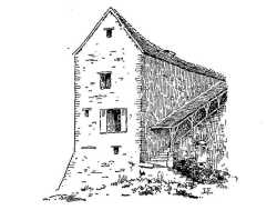 Maison Forte en 1934 avec la partie détruite à la seconde guer Maison Forte 1934