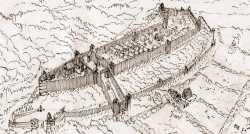 exemple d'oppidum romain - par Jpzurbuchen sur Wikipedia ( recadré ) Oppidum Romain