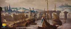 Pont Mathilde à Rouen, au XVIIe - Pont Mathilde à Rouen, au XVIIe, construit en 1167 il fut sévèrement endommagé par les différentes crues au XVIe. C'est ici que les cendres de la Pucelle d'Orléans furent jetées. Pont Mathilde Rouen