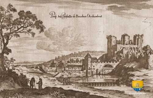Château de Bourbon l&#039;Archambault - 1650 - Gravure de Mérian