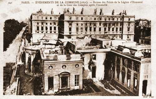 Evenements de la commune 1871, Ruines des Palais de la Légion d&#039;Honneur et de la Cour des Comptes après l&#039;Incendie.
