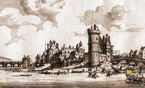Gravure tour de Nesle, palais ducal de Nevers