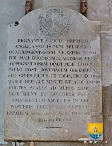 plaque de commémoration au sujet de Charles VII, des Anglais lors de a prise de Joigny