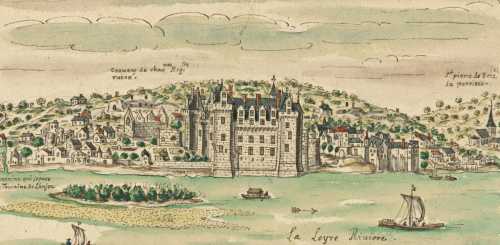 Veüe du bourg et du Chasteau de Montsoreau en Anjou, appartenant à Mons. de Sourches -- 1699 - [dessin] - [Louis Boudan]